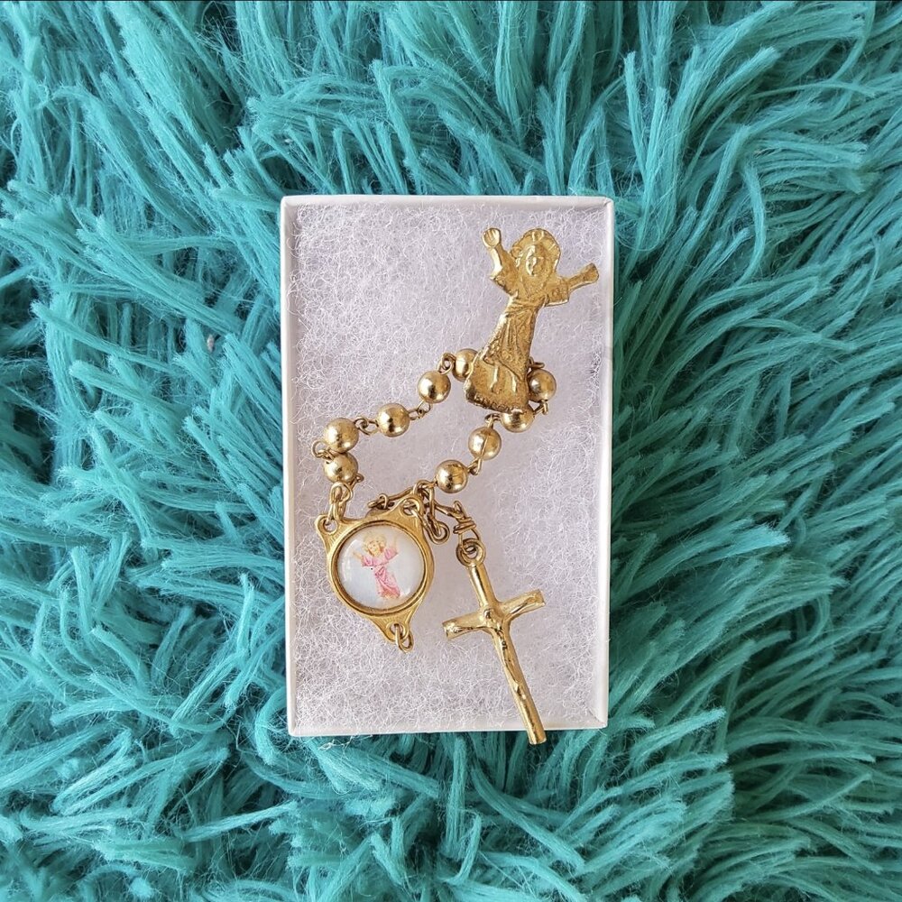 Decade Rosary Pin Made in Italy Rearview Mirror Charm